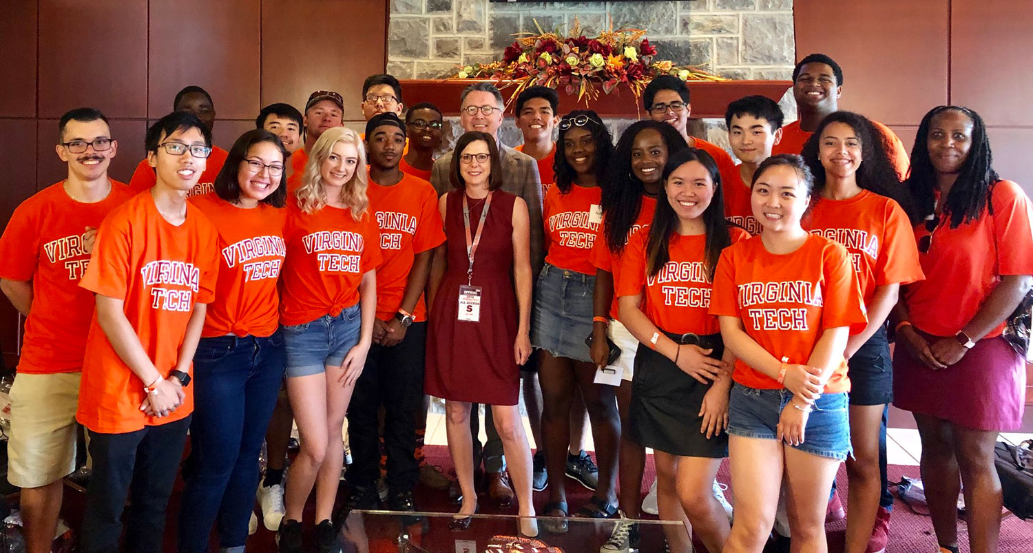 clark-scholars-group A group of Clark Scholars pose with President Sands.