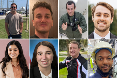 Headshots of eight alumni part of the Artemis missions
