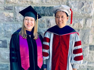 Mackenzie Perry (left) with doctoral advisor Hang Yu.