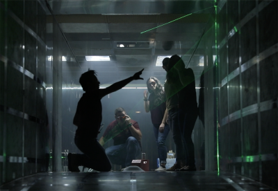 Graduate students conduct research in the test section of the Stability Wind Tunnel