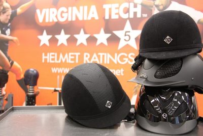 Equestrian helmets for testing in the Virginia Tech Helmet Lab