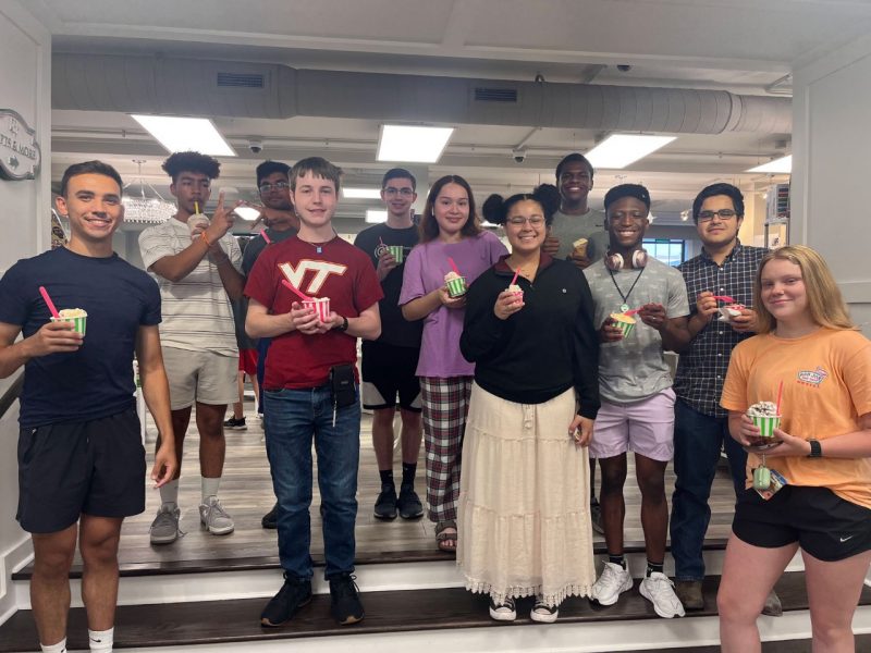 A group of students with ice cream.