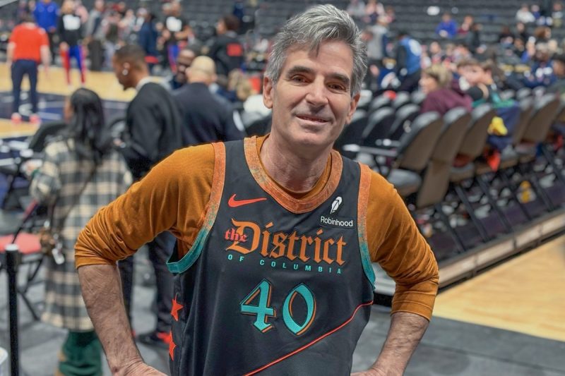 Stephen C. Powers honored with an authentic NBA Jersey after consulting on the idea and concept for the Wizard's 2023 season.