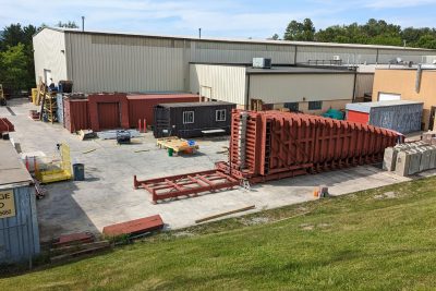 The shock tube on the back lot of the Structures Lab.