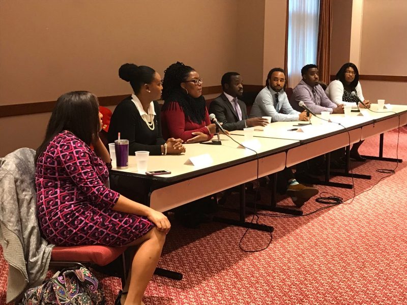 A panel of Virginia Tech graduate students who graduated from HBCUs