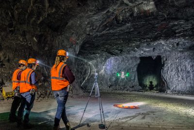 Students flying research drones underground