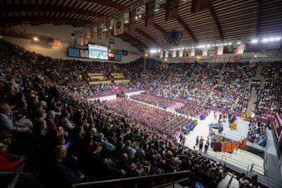 Photo of commencement ceremony at Cassell Coliseum
